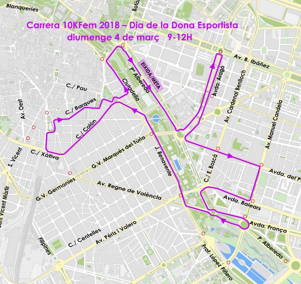 cortes de tráfico carrera 10K Femenina. Top Valencia